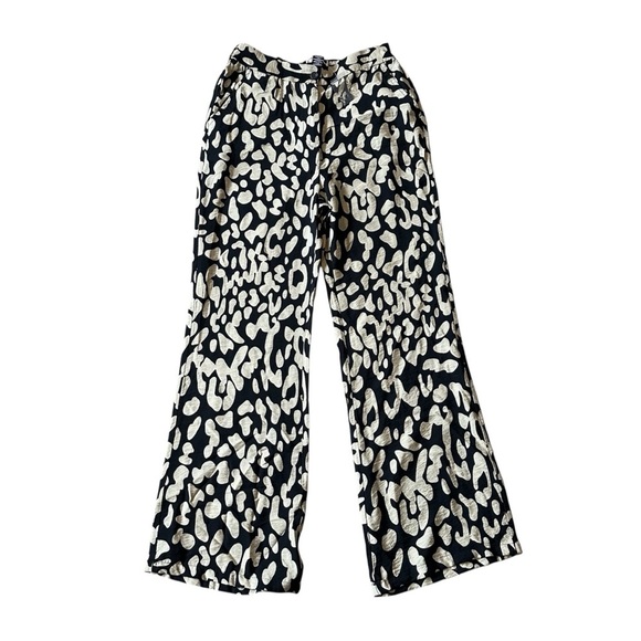 Sincerely Jules Wide Leg High Rise Trousers Black and Gold Womens Sz Medium NWOT - Picture 1 of 7